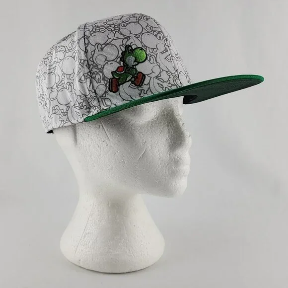 Nintendo Super Mario Yoshi Snapback Adjustable Hat Cap Green White OS Fits Most - Picture 10 of 16